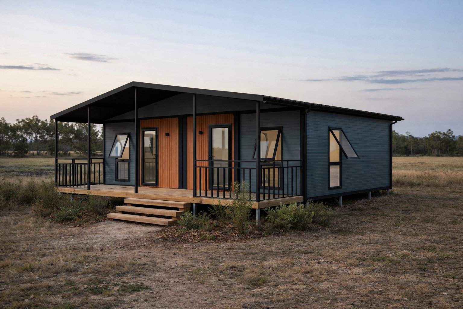 Brightway Co-Living — completed duplex at golden hour